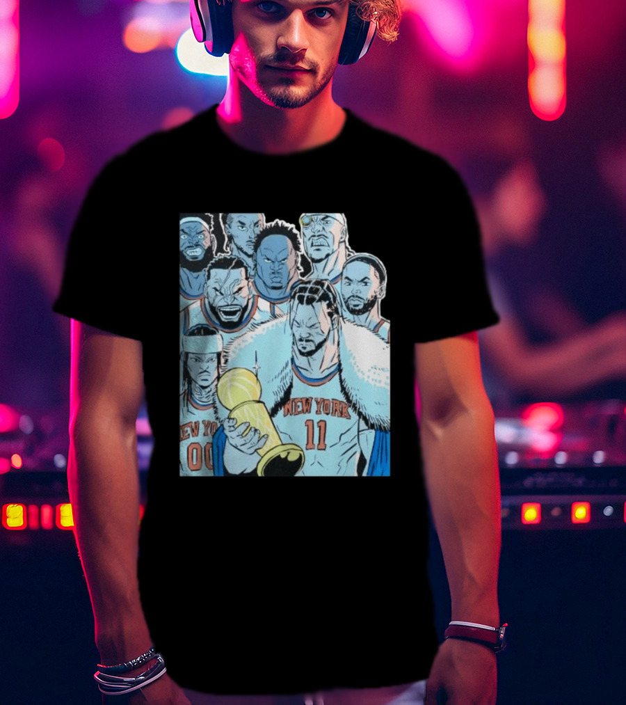 New York Knicks 2026 Invincible Indefensible Trophy Comic Style Basketball Team T-Shirt