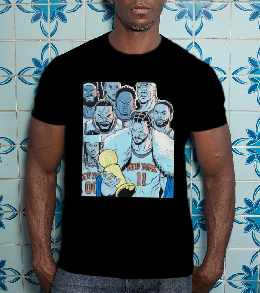 New York Knicks 2026 Invincible Indefensible Trophy Comic Style Basketball Team T-Shirt
