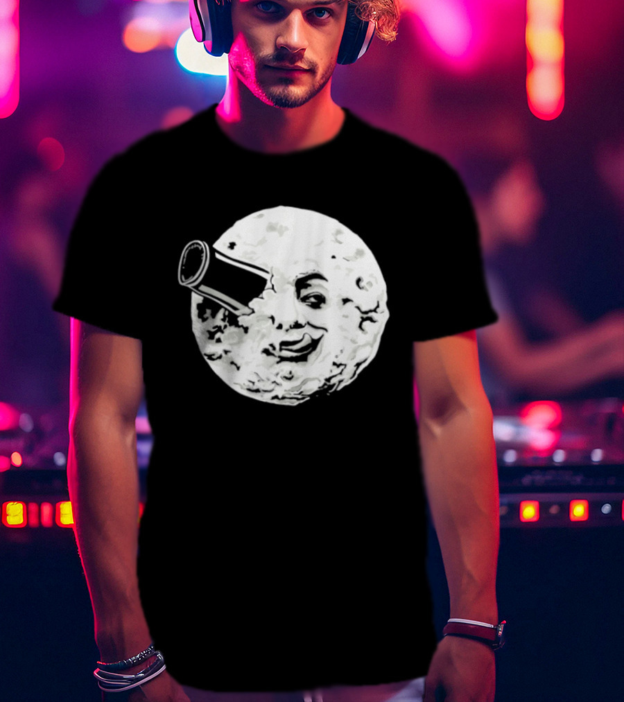 A Creamy Trip To The Moon Face Icon Rocket Classic Vintage Movie Scene T-Shirt