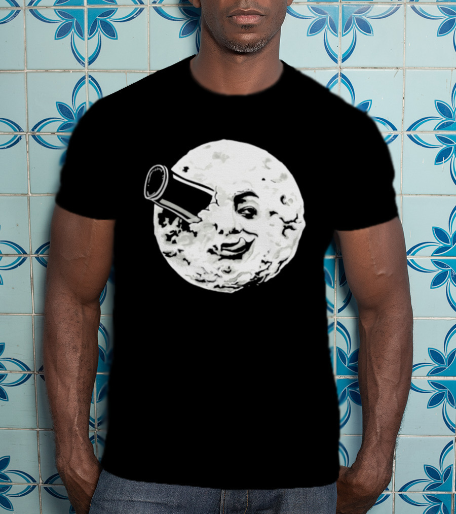 A Creamy Trip To The Moon Face Icon Rocket Classic Vintage Movie Scene T-Shirt