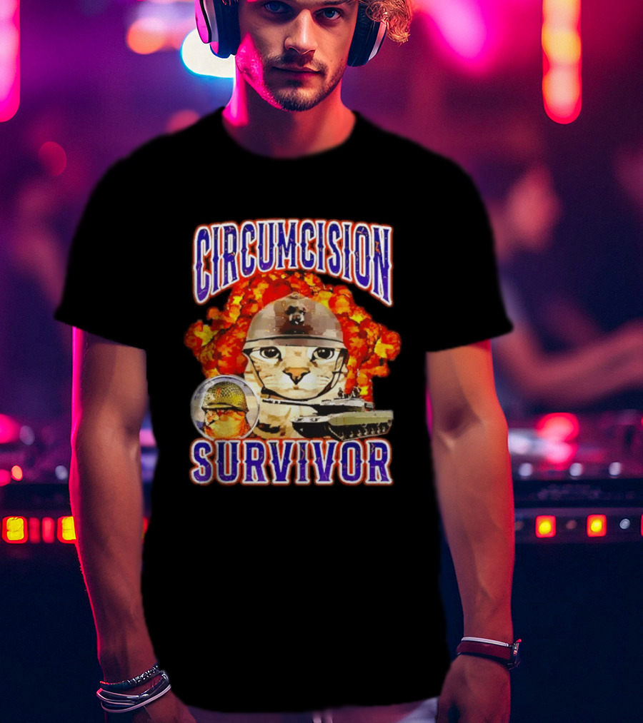Circumcision Survivor Cat Explosion Tank Helmet T-Shirt