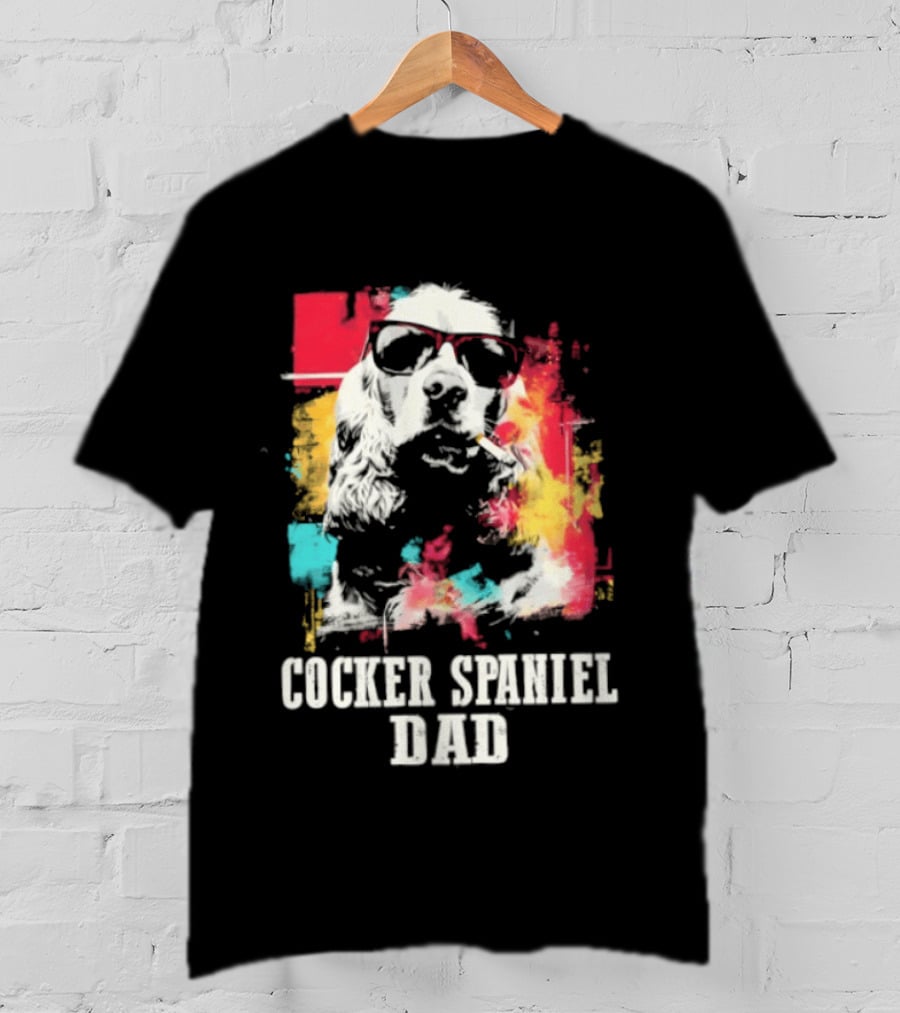 Cocker Spaniel Dad Colorful Sunglasses Father's Day 2026 T-Shirt