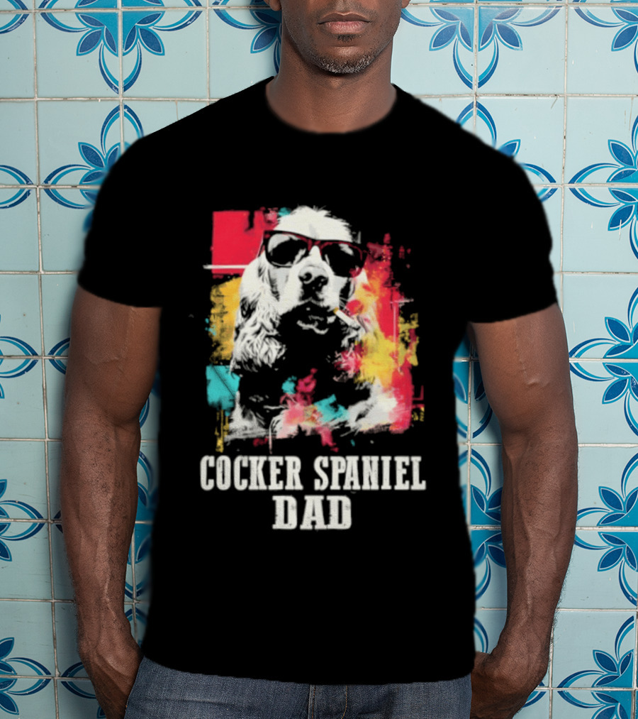 Cocker Spaniel Dad Colorful Sunglasses Father's Day 2026 T-Shirt