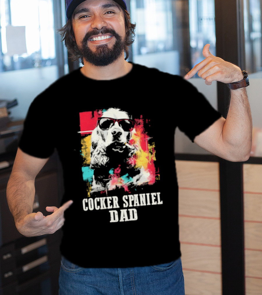 Cocker Spaniel Dad Colorful Sunglasses Father's Day 2026 T-Shirt