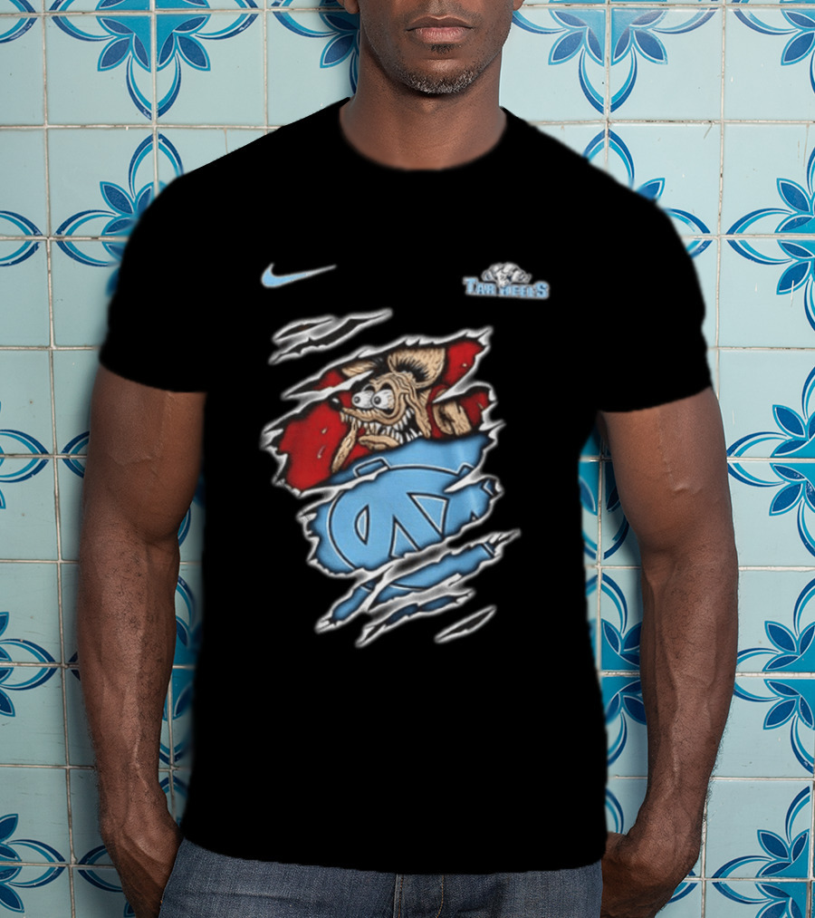 Nike North Carolina Tar Heels NCAA Rat Fink Built To Not To Bow Blue White T-Shirt