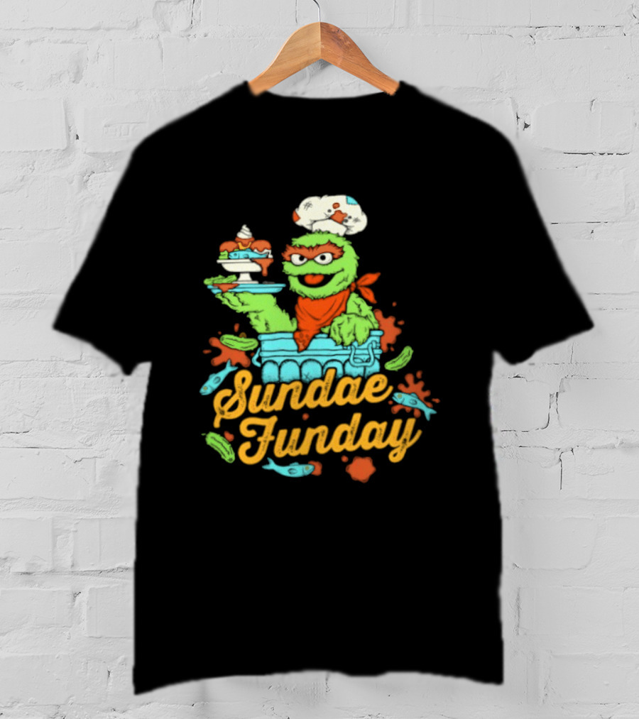 Oscar The Grouch Sundae Funday Chef Hat Dessert Landfill T-Shirt