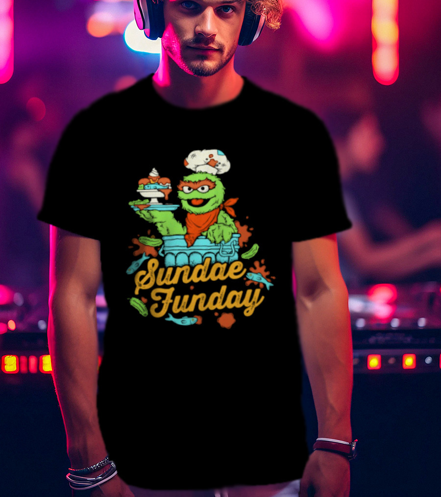 Oscar The Grouch Sundae Funday Chef Hat Dessert Landfill T-Shirt