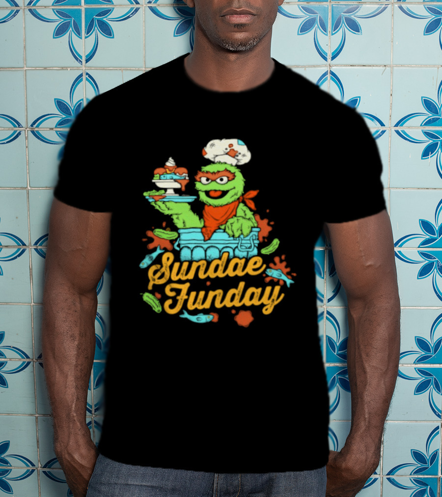 Oscar The Grouch Sundae Funday Chef Hat Dessert Landfill T-Shirt