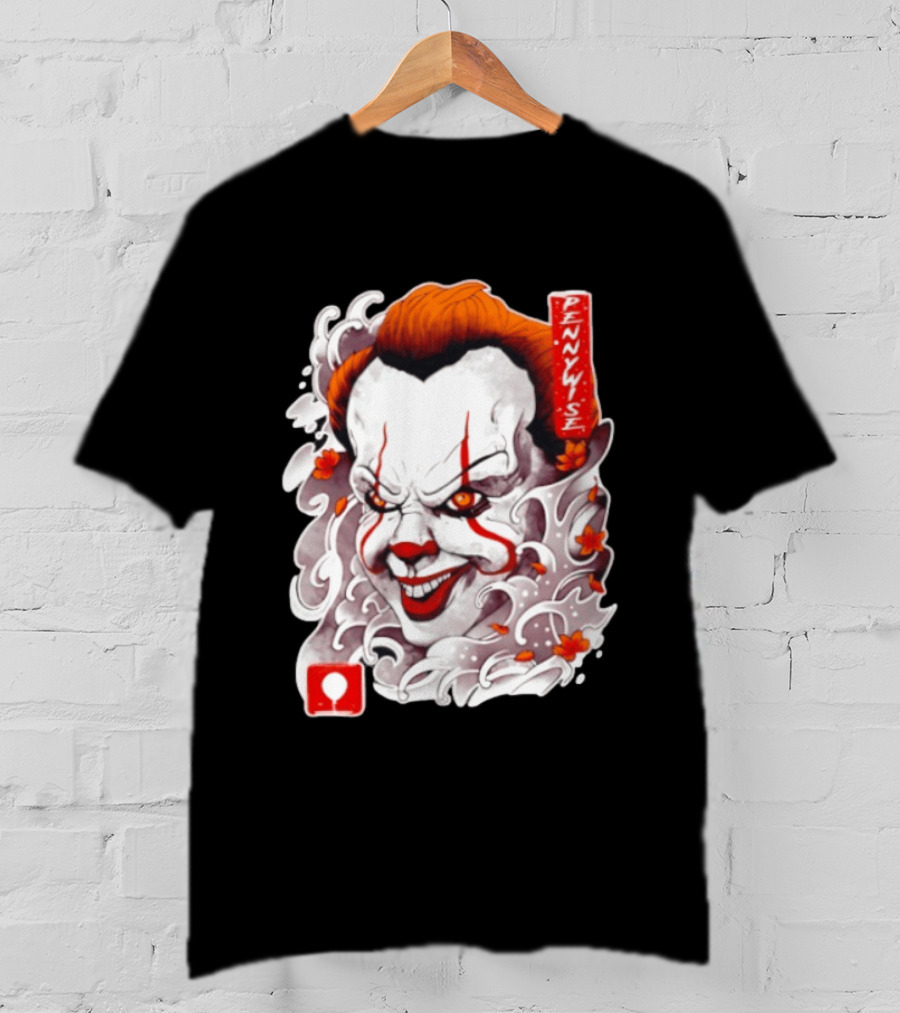 Pennywise Creepy Clown Big Head Horror It Movie Iconic Scary Face Balloon T-Shirt