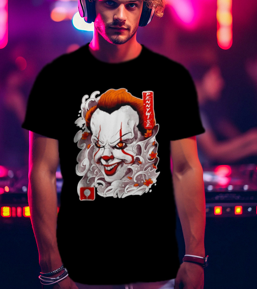 Pennywise Creepy Clown Big Head Horror It Movie Iconic Scary Face Balloon T-Shirt