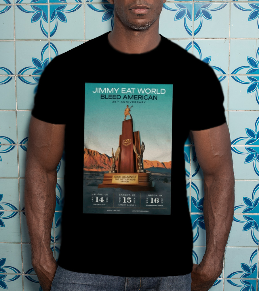 Jimmy Eat World Bleed American 25th Anniversary Aug 14 2026 The Piece Hall Halifax UK With Rise Against The Get Up Kids T-Shirt
