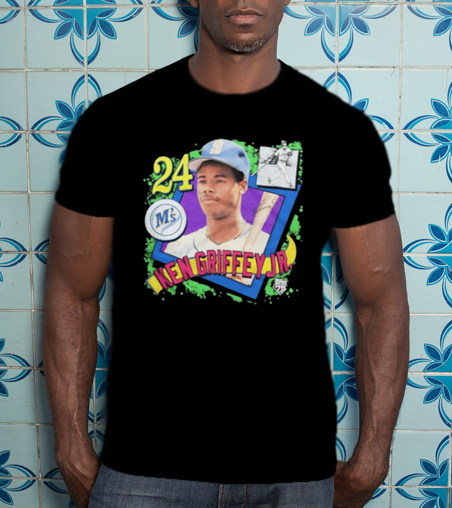 Ken Griffey Jr 24 Seattle Mariners Baseball Card Retro Topps 75 M's T-Shirt