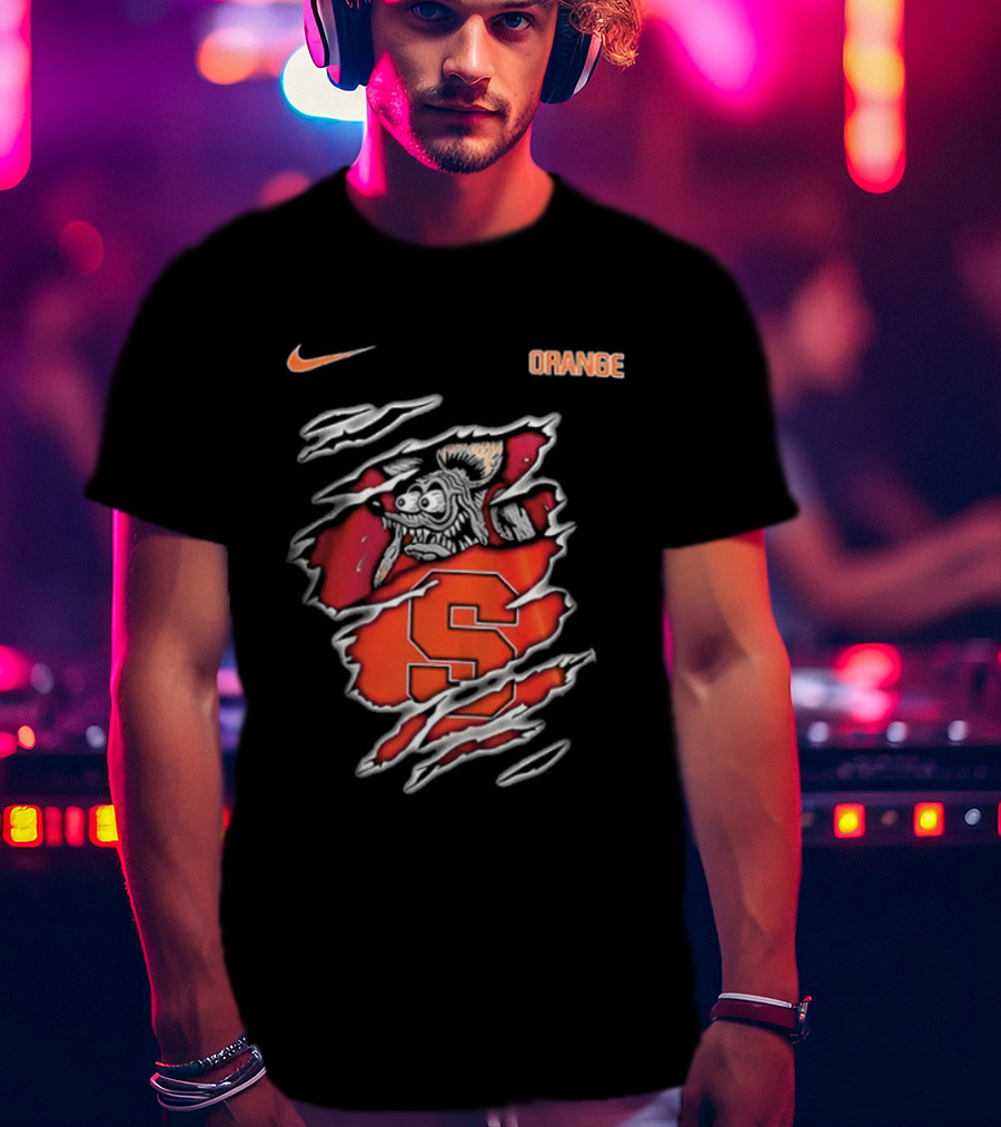 Nike Syracuse Orange S Logo Rat Fink Built To Not Bow T-Shirt