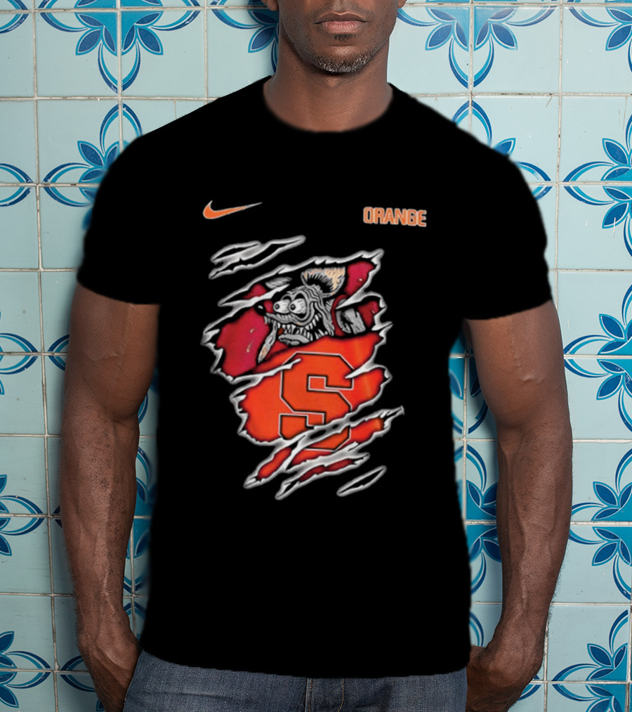Nike Syracuse Orange S Logo Rat Fink Built To Not Bow T-Shirt