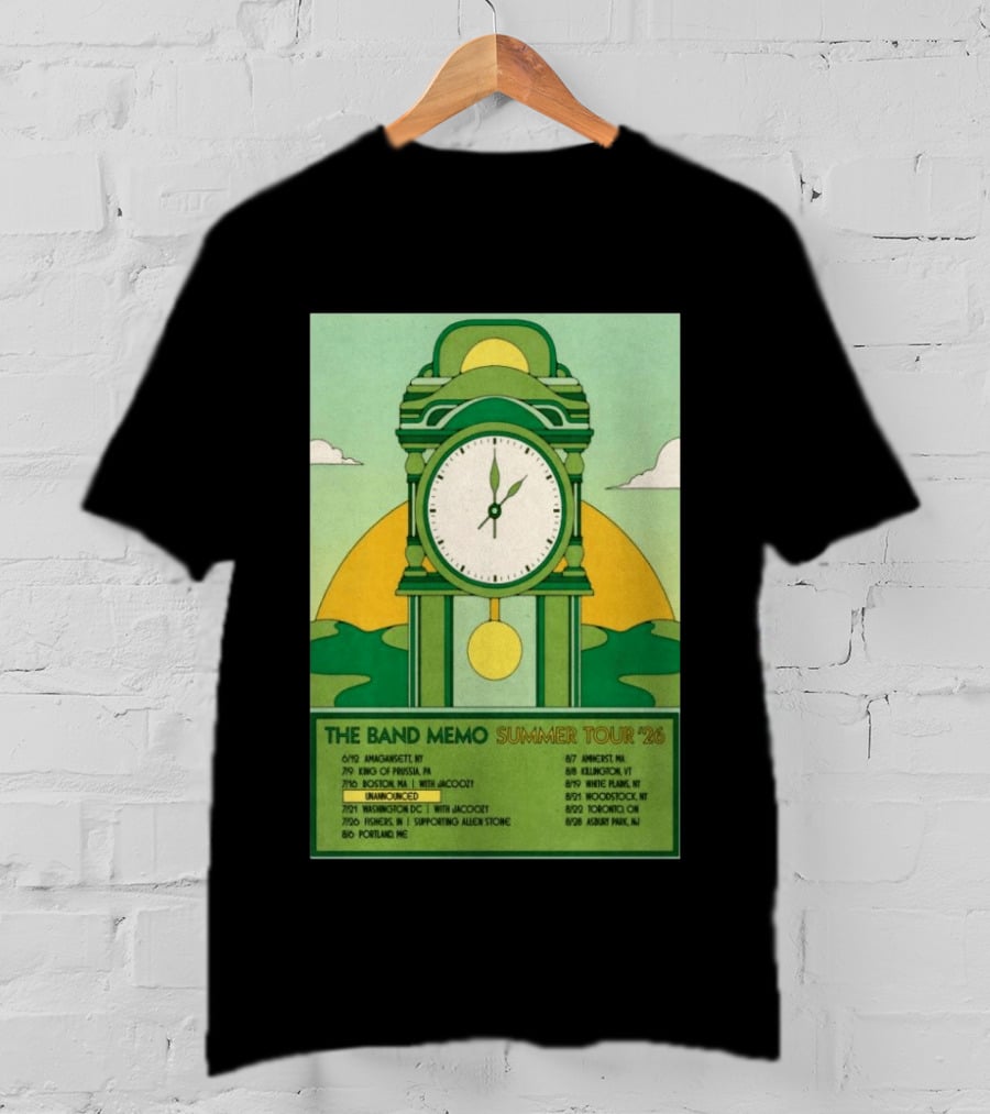 The Band Memo Summer Tour 2026 Amagansett King Of Prussia Boston Washington Missoula Portland Amherst Killington Woodstock Toronto Asbury Park T-Shirt