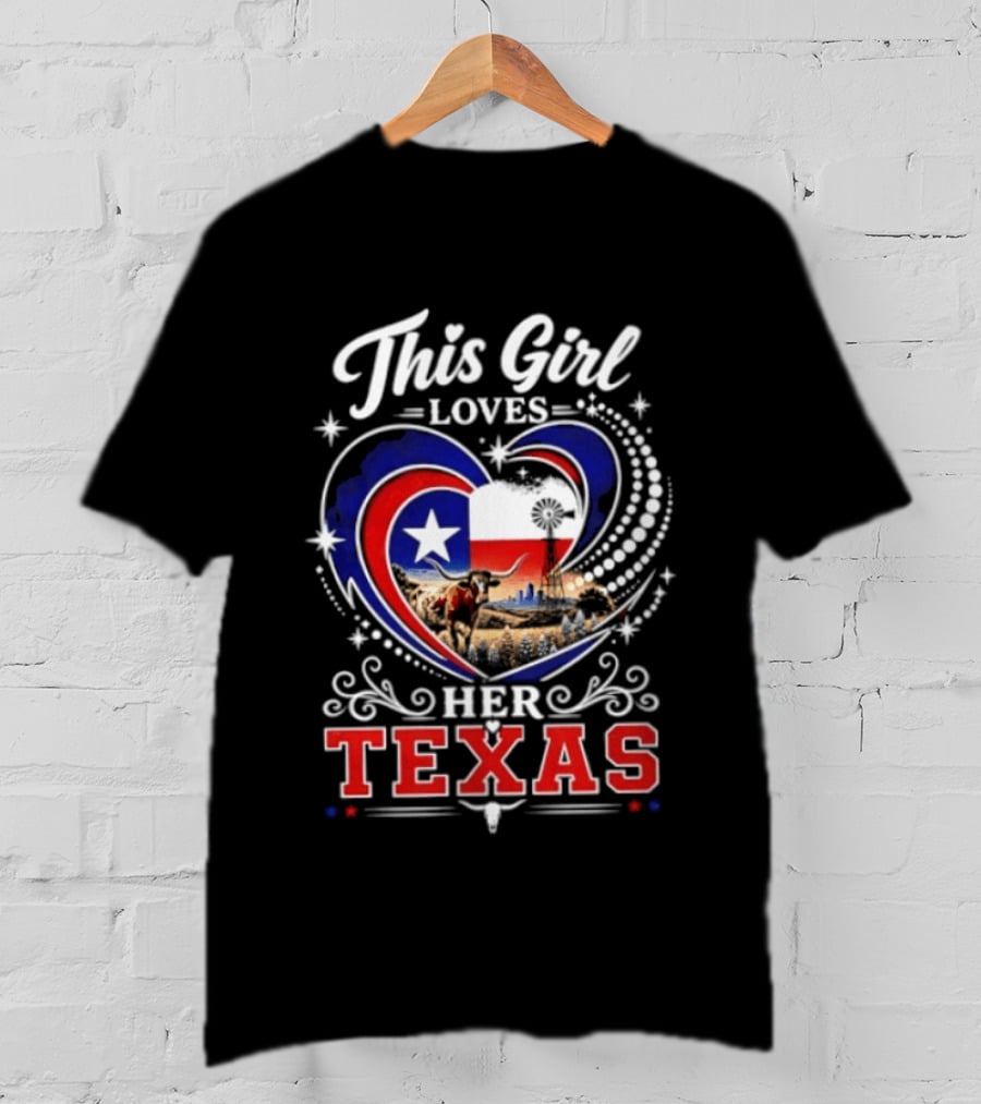 This Girl Loves Her Texas Star Heart Map T-Shirt