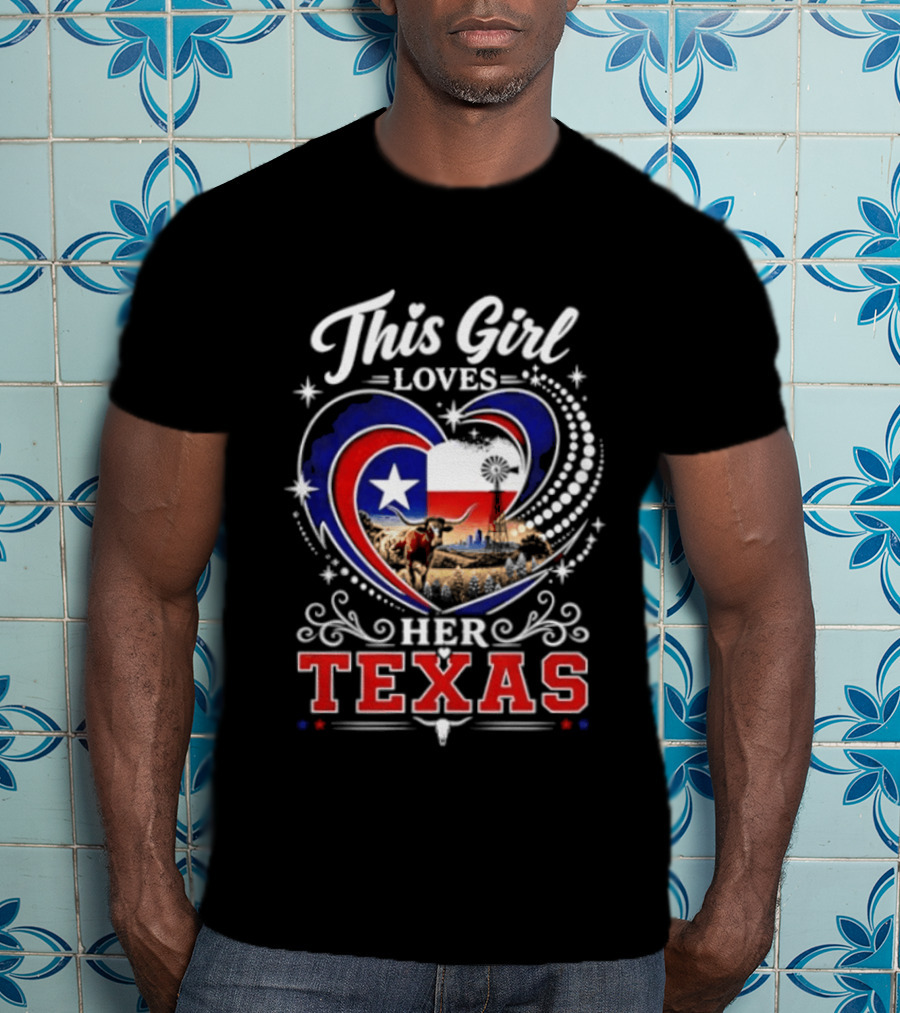 This Girl Loves Her Texas Star Heart Map T-Shirt