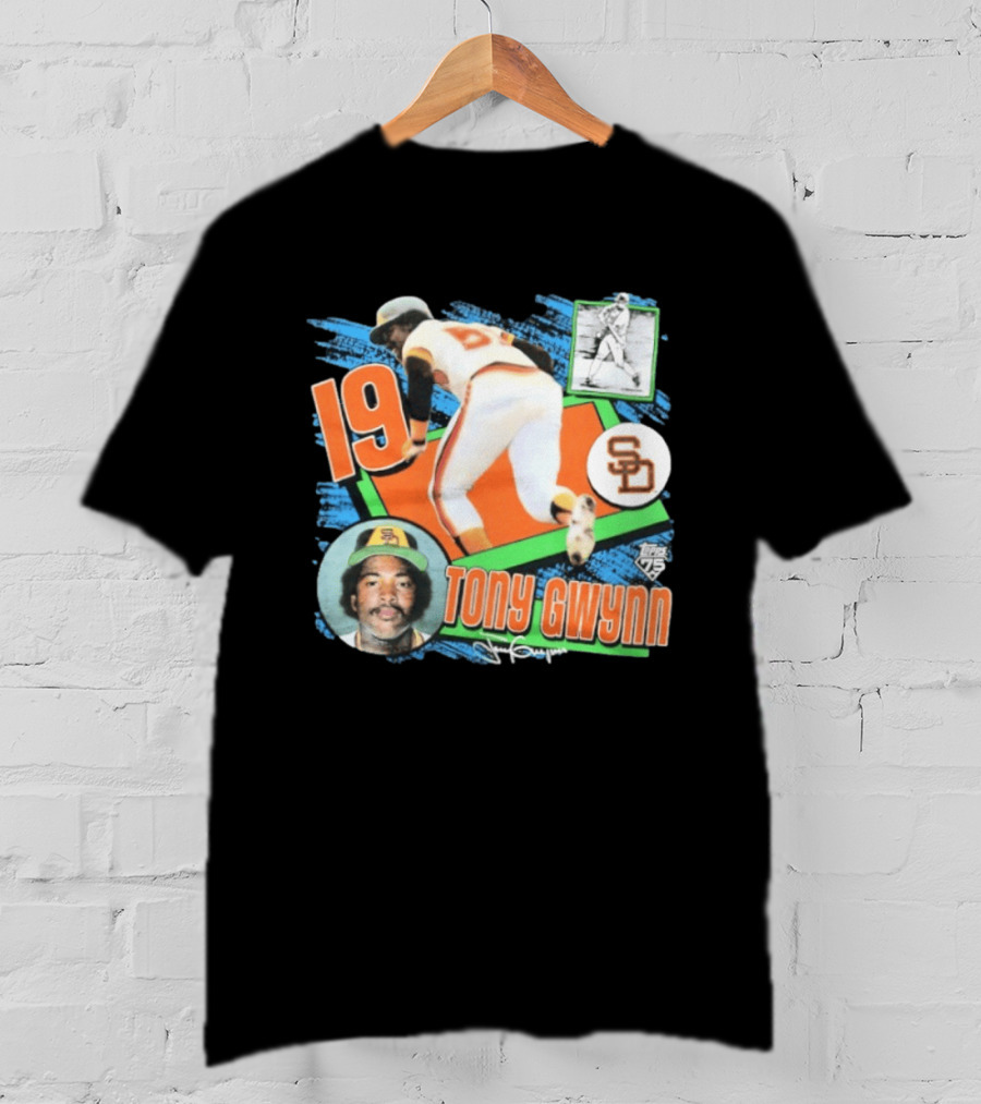 San Diego Padres 19 Tony Gwynn Vintage Baseball Card Topps 75 T-Shirt