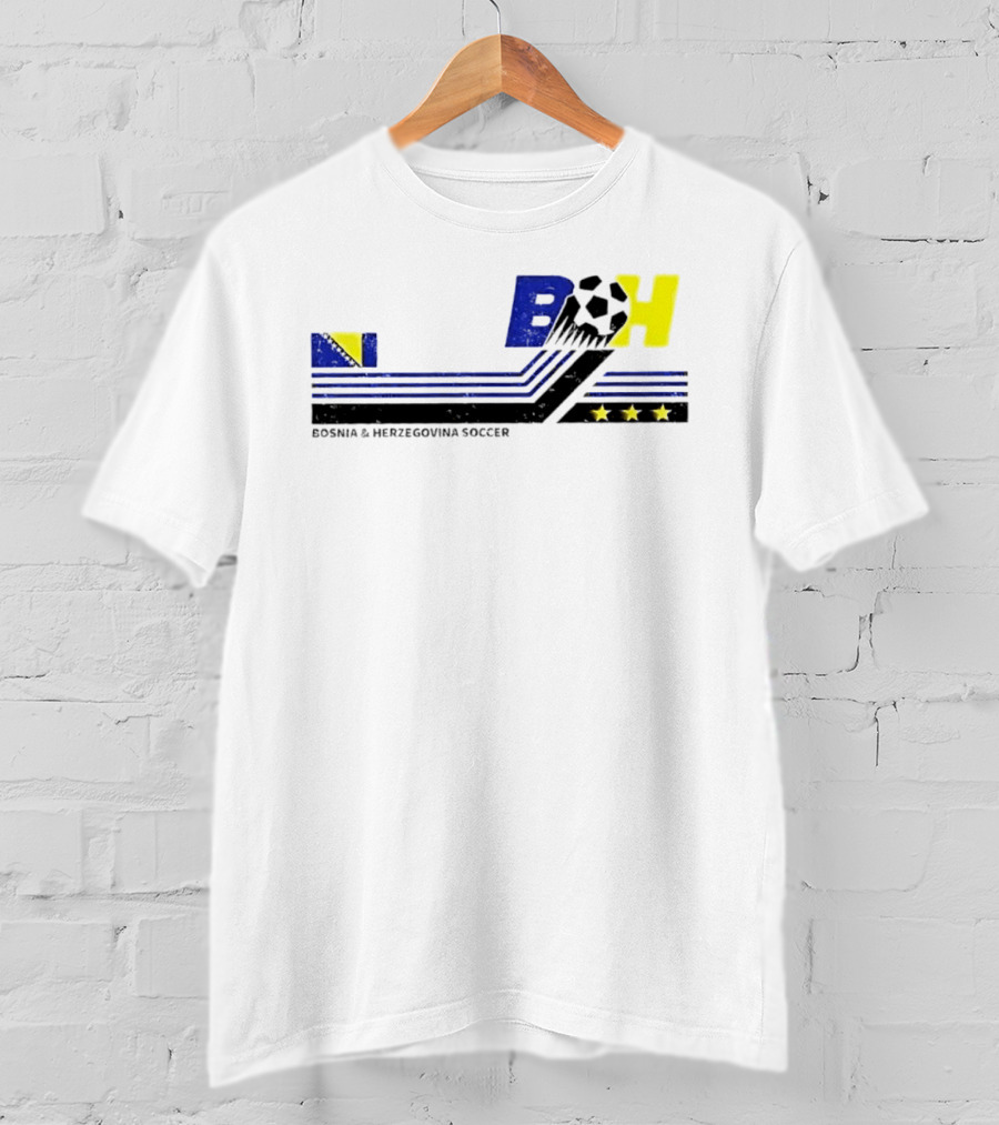 Bosnia Herzegovina Soccer BH Flag Three Stars Football T-Shirt