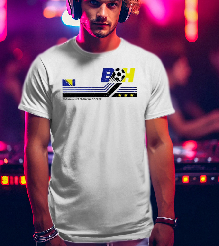 Bosnia Herzegovina Soccer BH Flag Three Stars Football T-Shirt