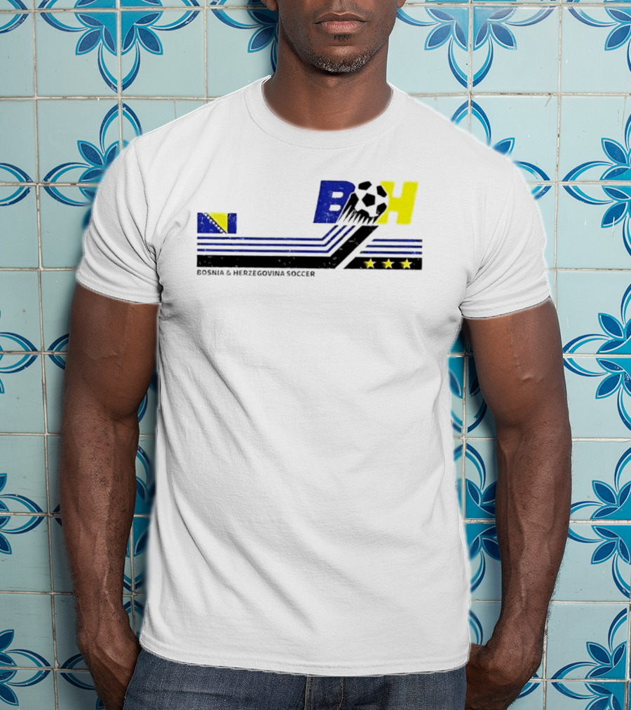 Bosnia Herzegovina Soccer BH Flag Three Stars Football T-Shirt