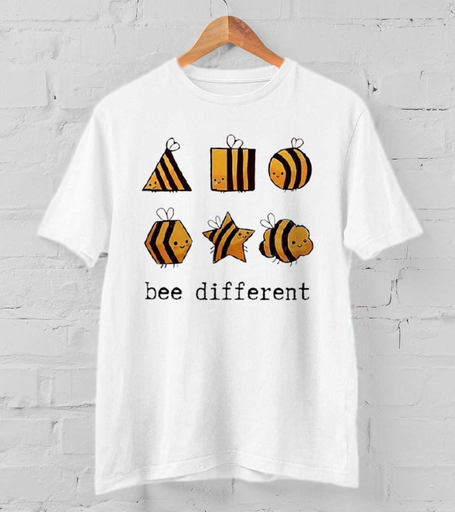 Bee Different Cartoon Bees Triangle Square Star Shapes T-Shirt