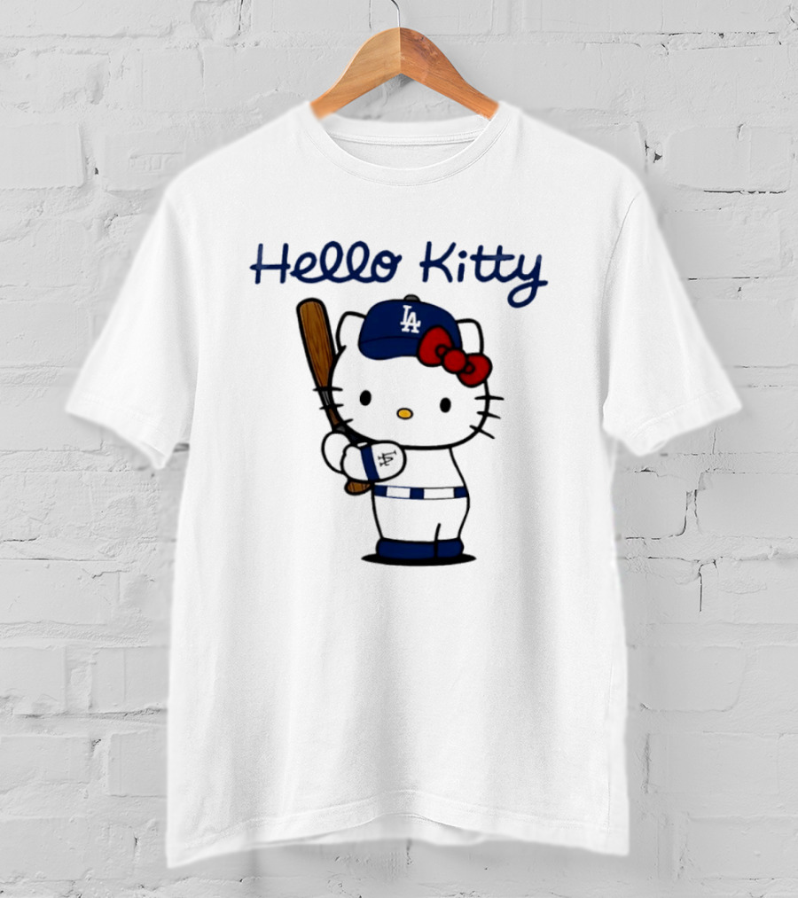 Hello Kitty Los Angeles Dodgers MLB Baseball Player T-Shirt
