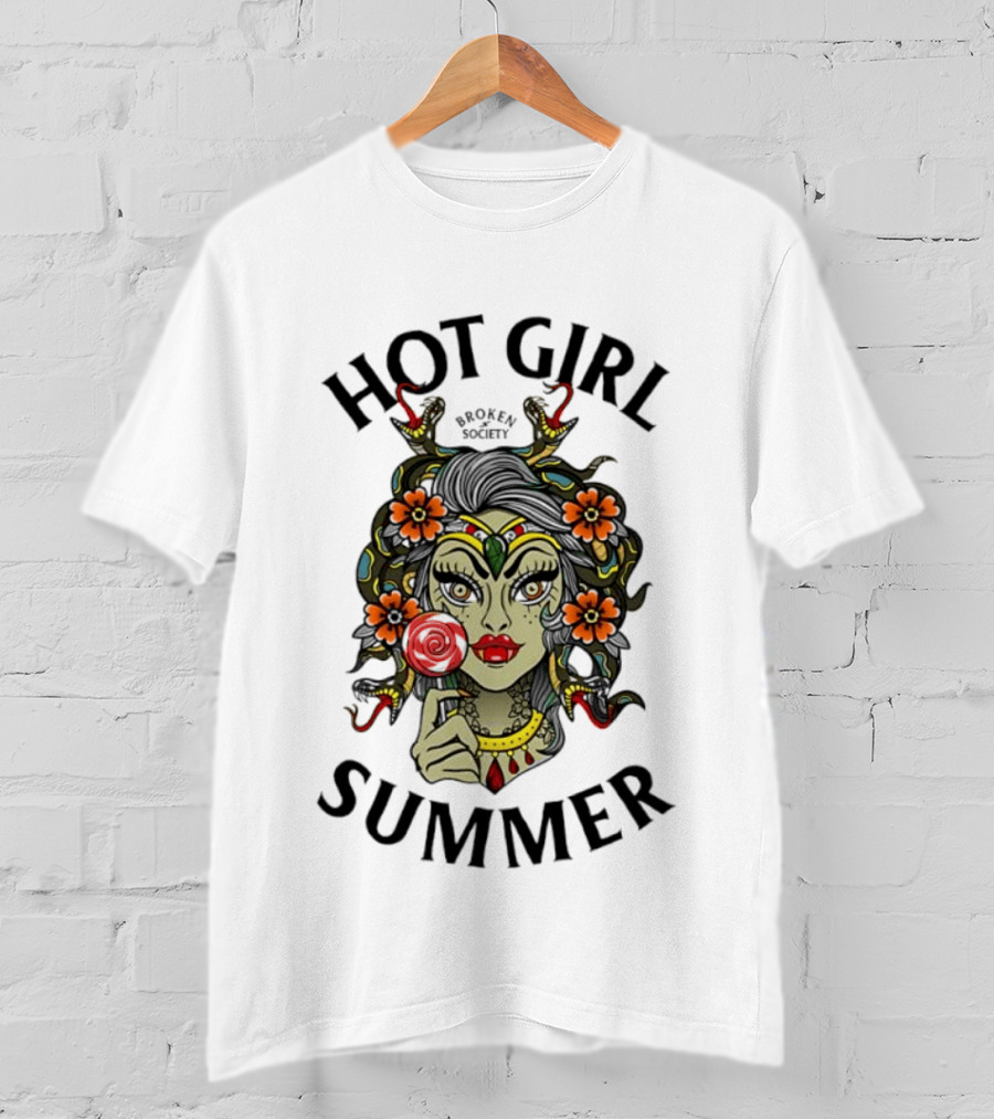 Hot Girl Summer Broken Society Tattoo Art Flowers T-Shirt