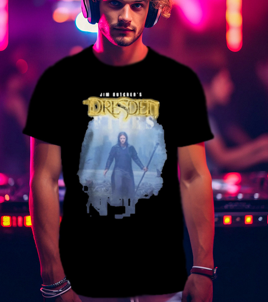 Jim Butcher's Dresden Files Man Holding Staff T-Shirt