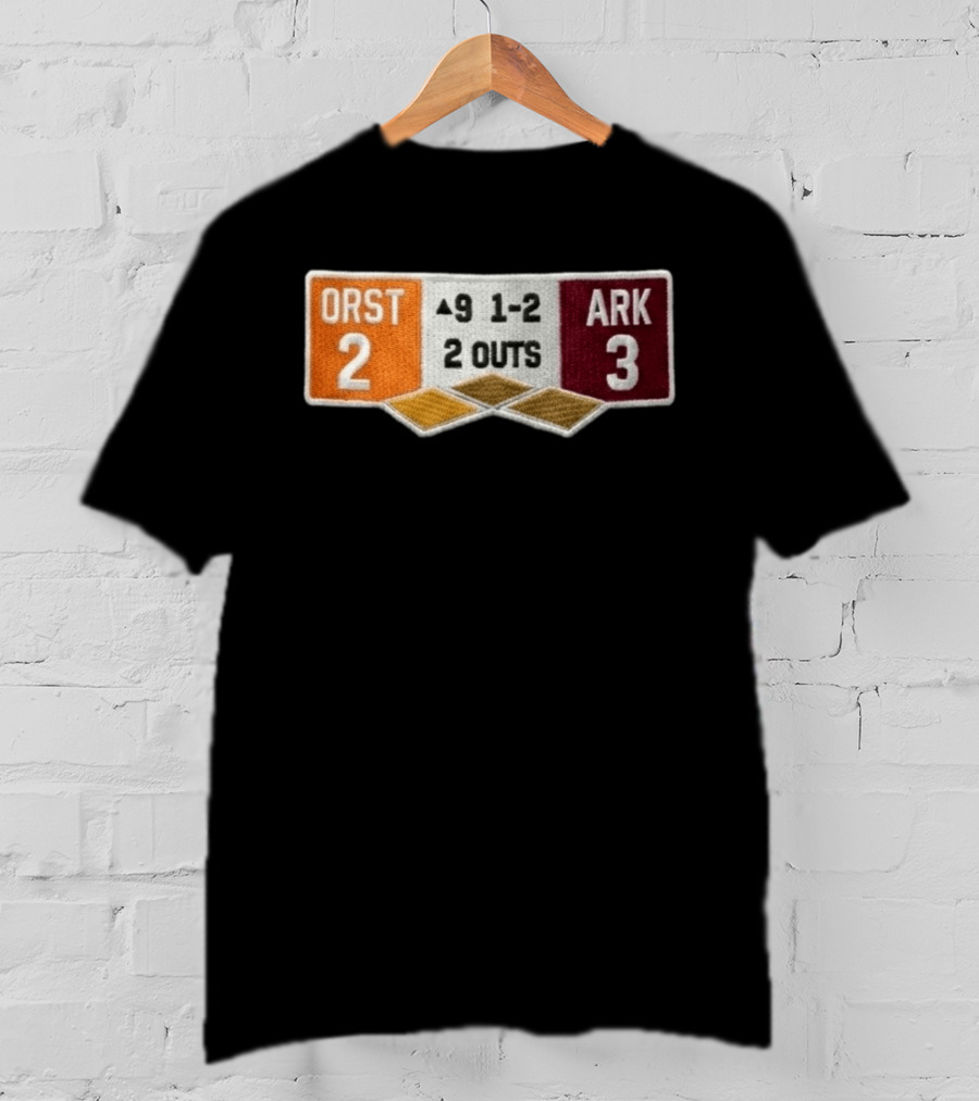 ORST 2 ARK 3 Scoreboard 9 1 2 2 Outs Baseball Patch T-Shirt