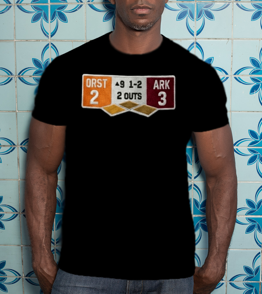 ORST 2 ARK 3 Scoreboard 9 1 2 2 Outs Baseball Patch T-Shirt