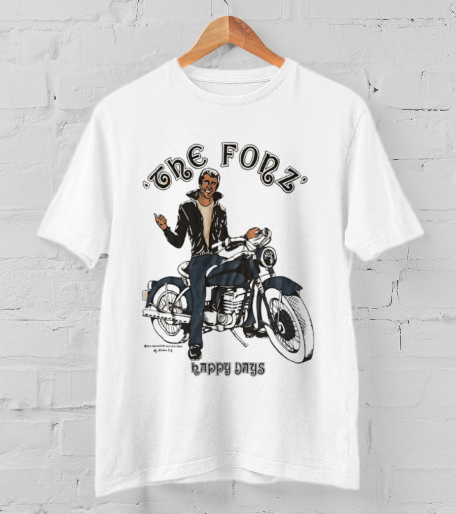 The Fonz Happy Days Motorcycle Coolness Retro 70s Vibes T-Shirt