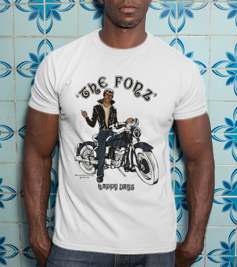 The Fonz Happy Days Motorcycle Coolness Retro 70s Vibes T-Shirt