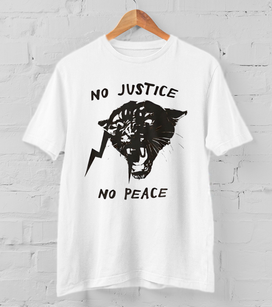 No Justice No Peace Black Panther Roaring Face T-Shirt