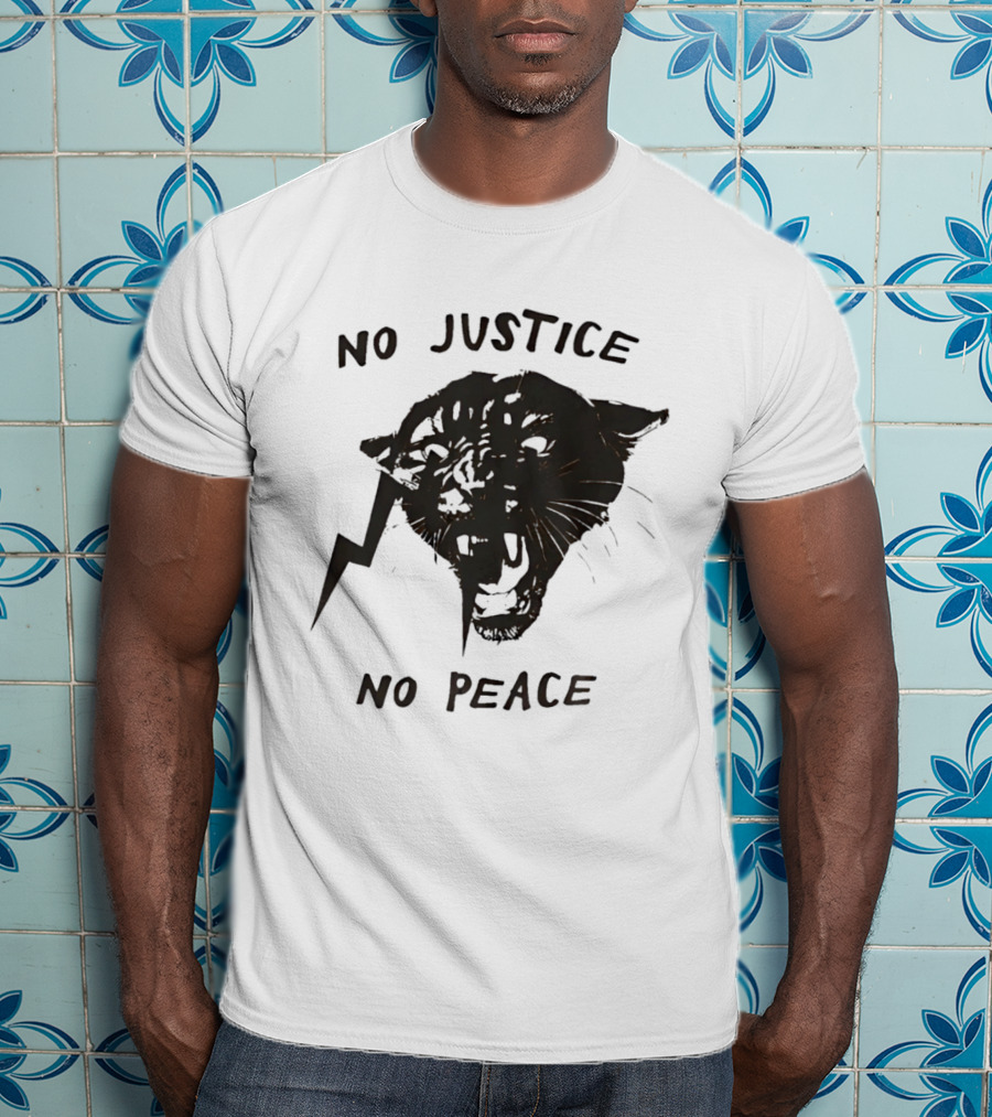 No Justice No Peace Black Panther Roaring Face T-Shirt