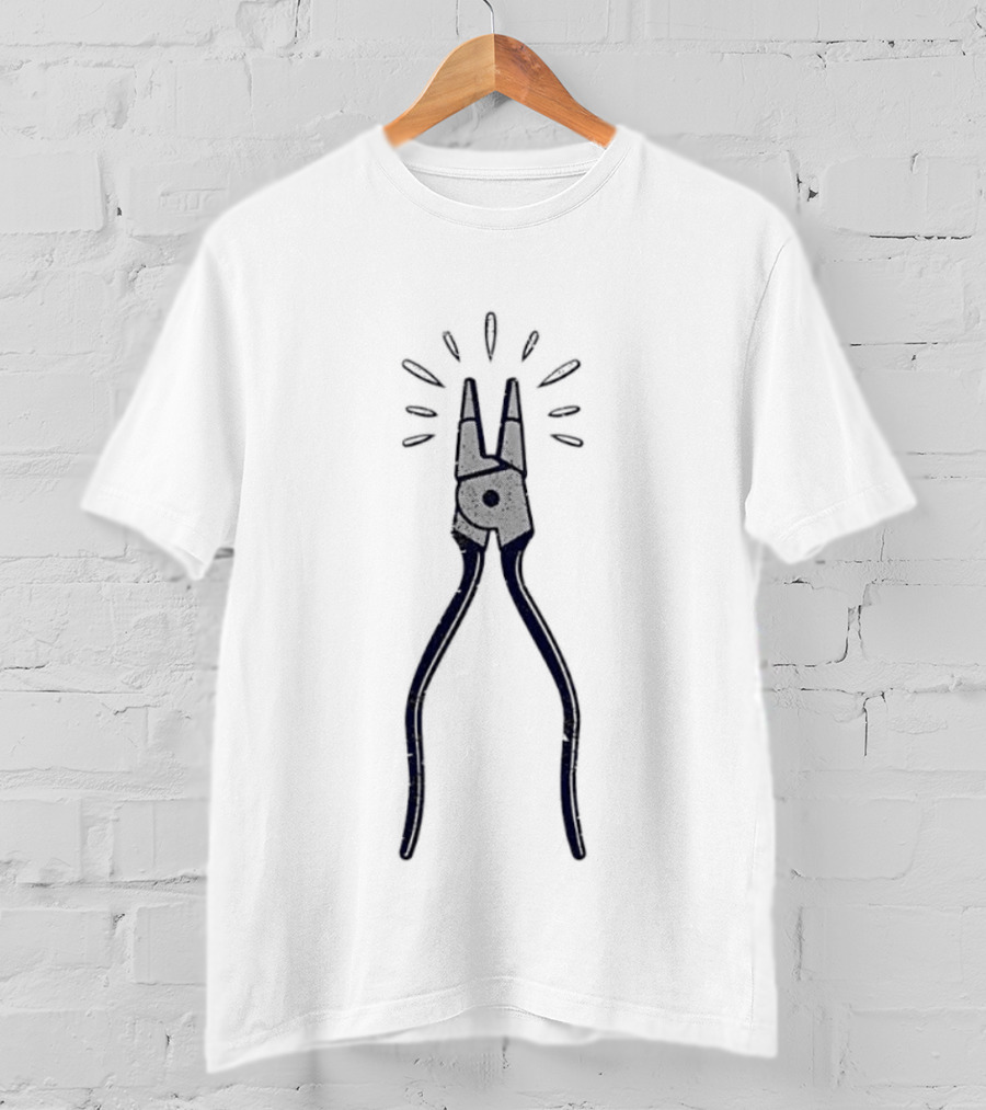 Pliers Mechanic Electrician Plumber Construction Worker DIY Handy Tool Drawing T-Shirt