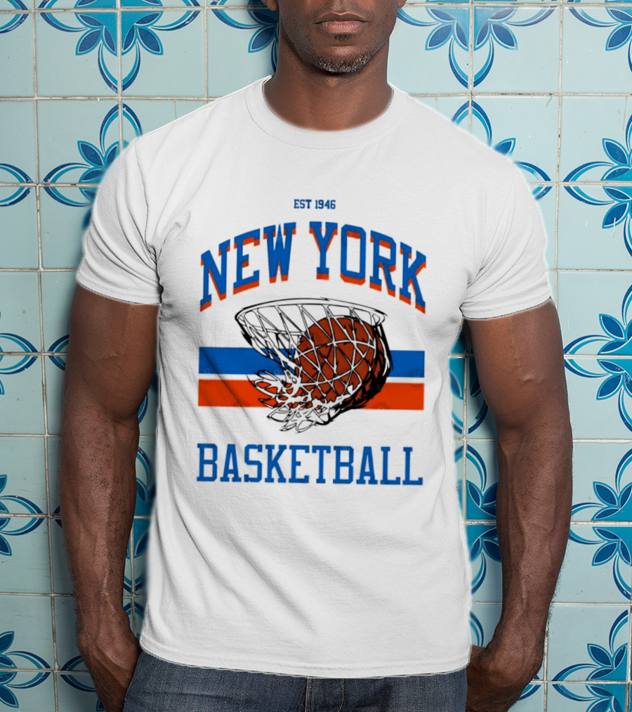 New York Basketball Est 1946 Slam Dunk Net T-Shirt