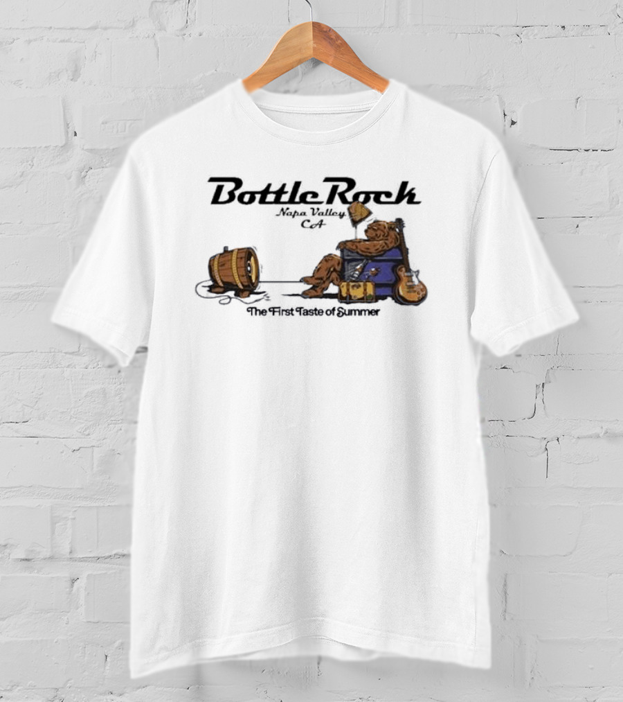 BottleRock Napa Valley 2026 Lineup Bear Relaxing With Guitar And Keg T-Shirt