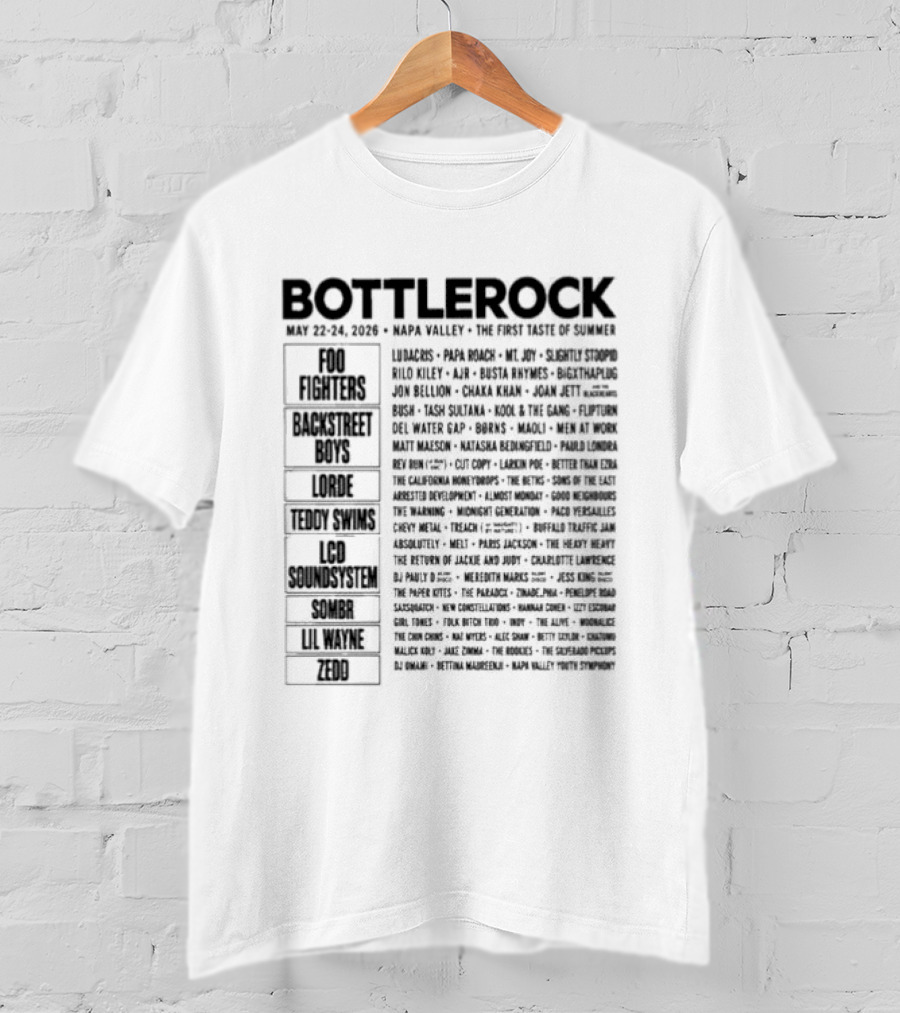 BottleRock Napa Valley May 27 29 2022 Festival Lineup And Performers List T-Shirt