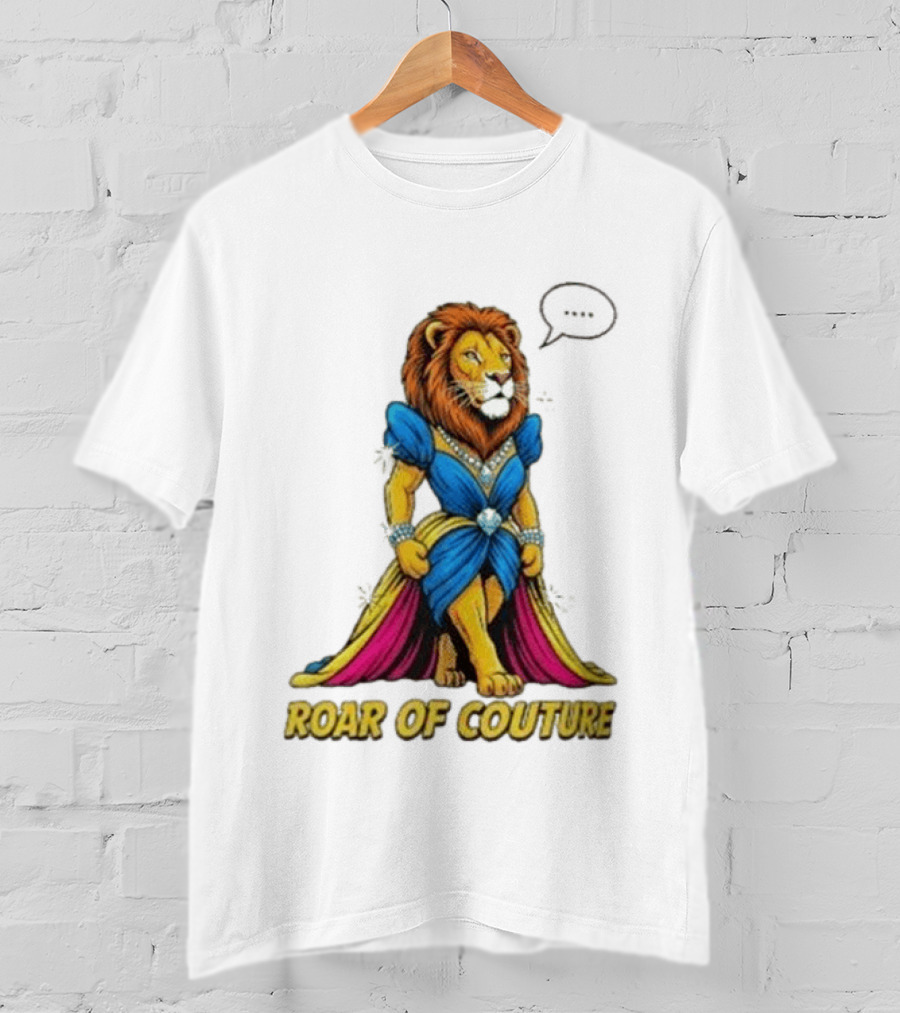 Roar Of Couture Elegant Lion In Royal Blue Gown T-Shirt