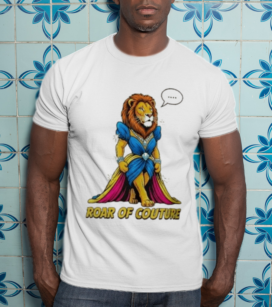 Roar Of Couture Elegant Lion In Royal Blue Gown T-Shirt