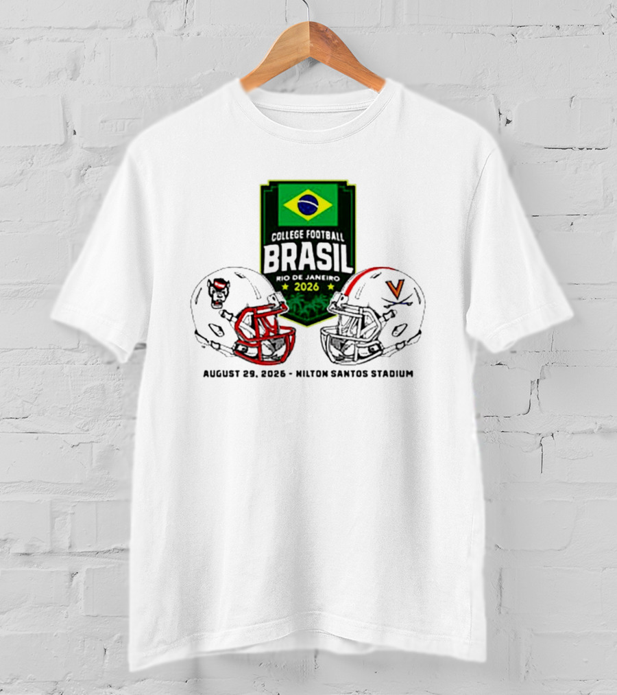 NC State Wolfpack Vs Virginia Cavaliers Brasil College Football Rio Game 2026 Hilton Santos Stadium August 30 T-Shirt