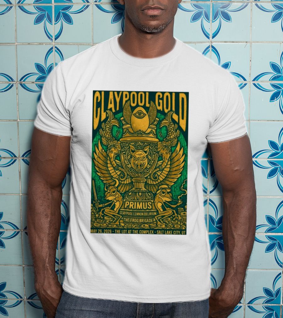 Claypool Gold Primus Salt Lake City UT 5 26 2026 The Complex Claypool Lennon Delirium Frog Brigade T-Shirt