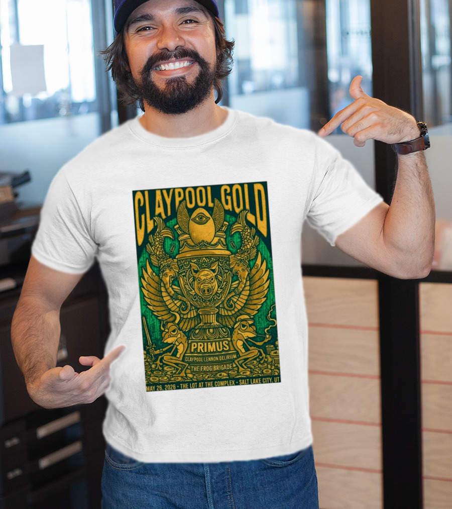 Claypool Gold Primus Salt Lake City UT 5 26 2026 The Complex Claypool Lennon Delirium Frog Brigade T-Shirt