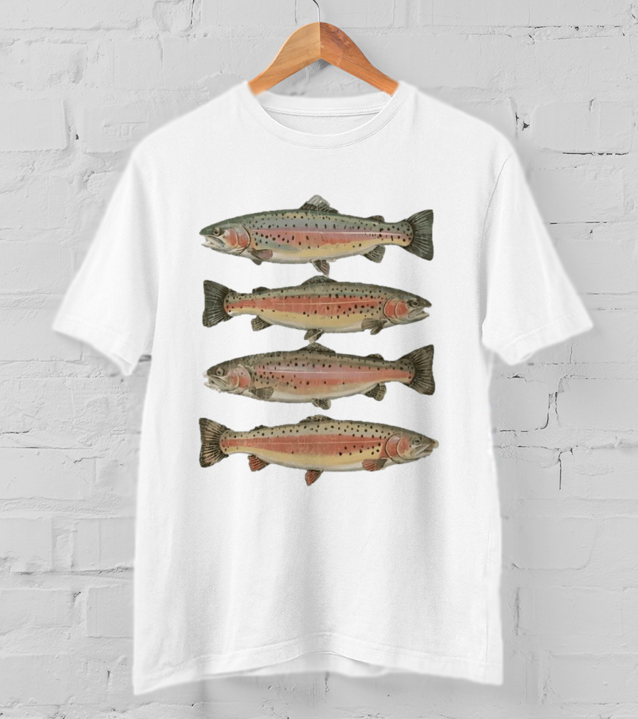 Rainbow Trout River Beauty Fish Stack Vibrant Nature Scene T-Shirt