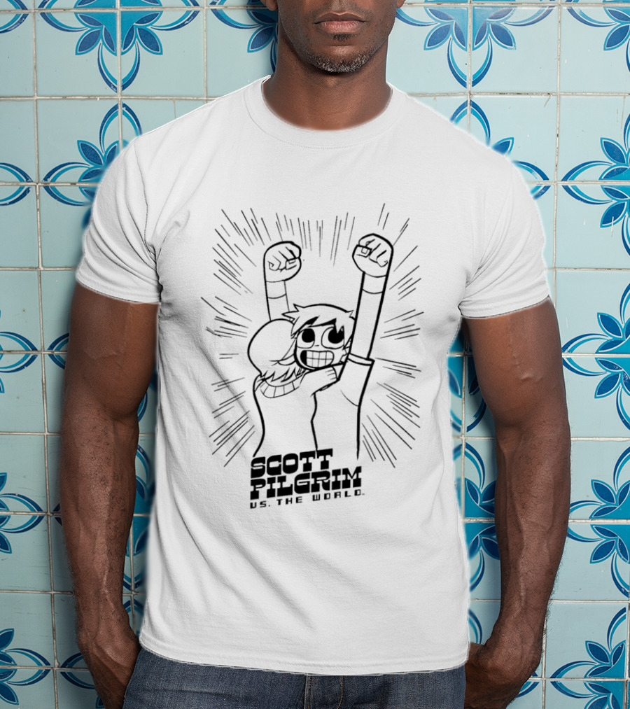 Scott Pilgrim Vs The World Comic Style Character Art Victory Pose T-Shirt