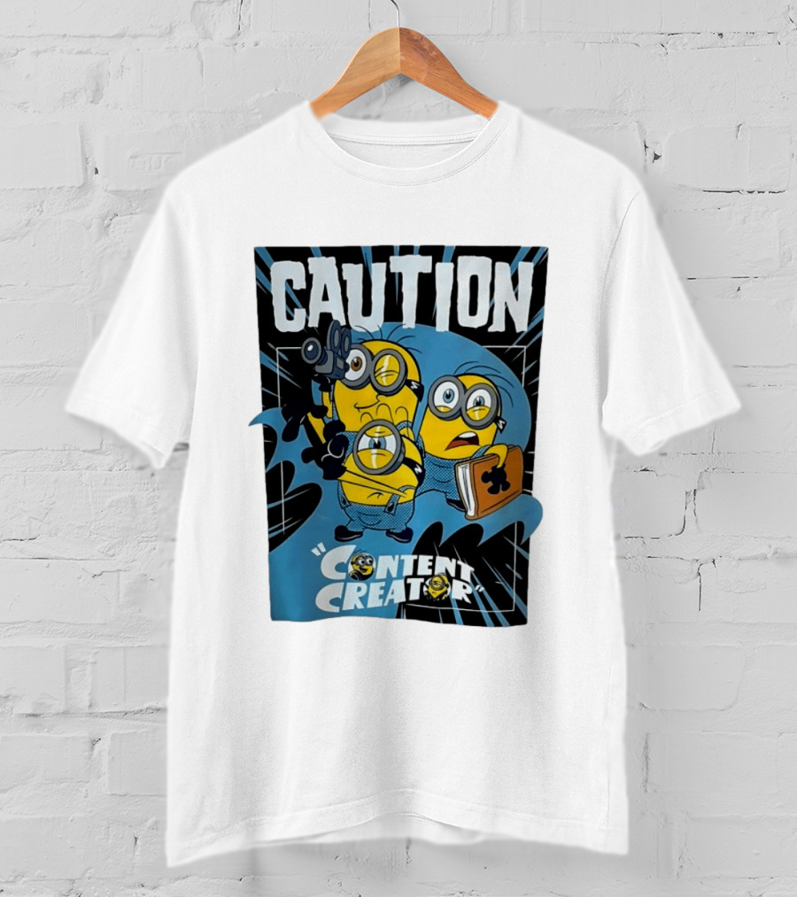 Caution Minions Content Creator Fun T-Shirt