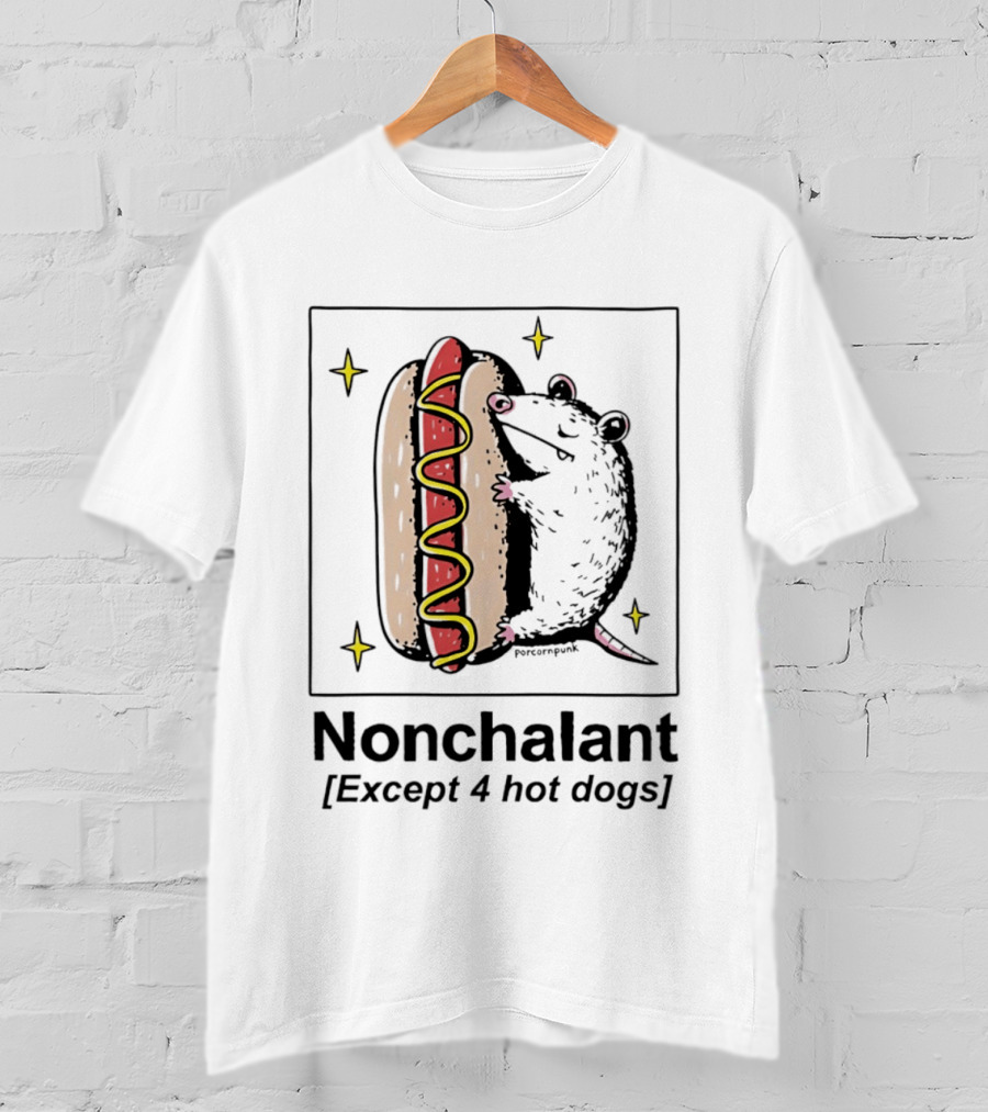 Mouse Hugging Hot Dog Nonchalant Except 4 Hot Dogs T-Shirt