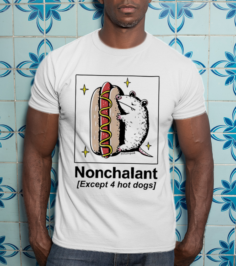 Mouse Hugging Hot Dog Nonchalant Except 4 Hot Dogs T-Shirt