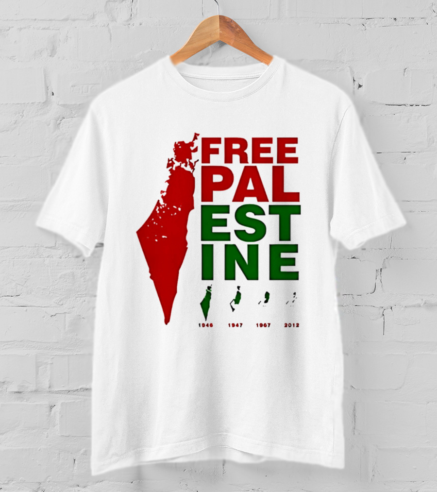Free Palestine 1946 1947 1967 2012 Map T-Shirt